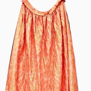 Vintage unlabeled Maxi Skirt Orange Brocade Fabric size Small